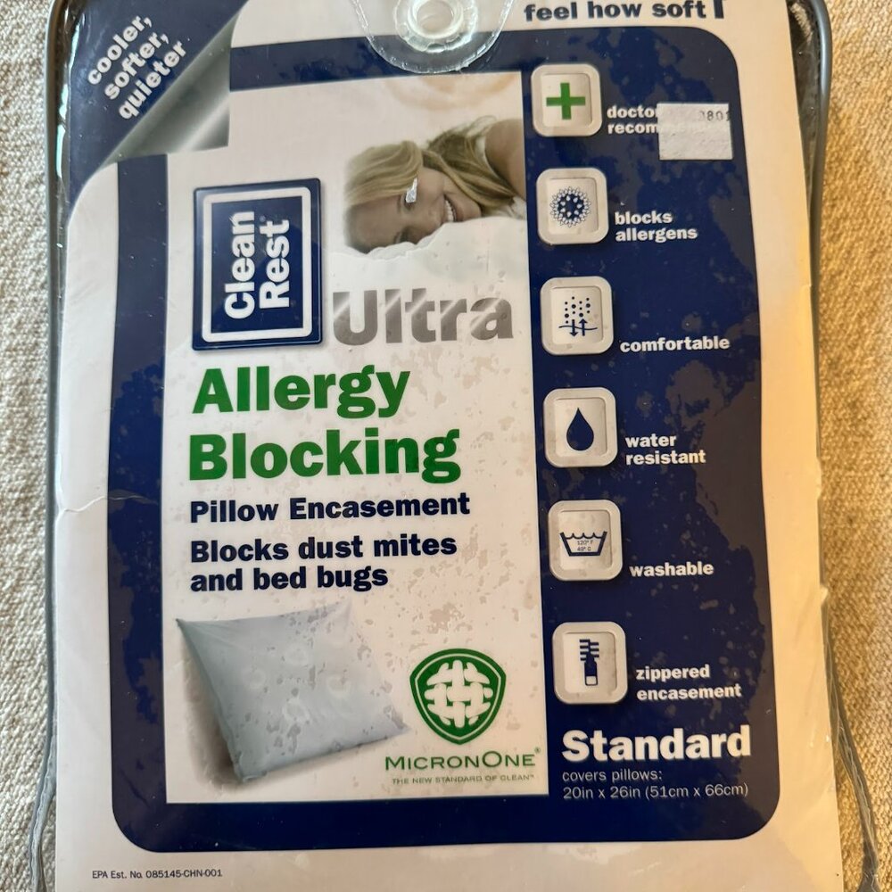 NWT Clean Rest Ultra Allergen Mattress Zip Encasement Cover Standard